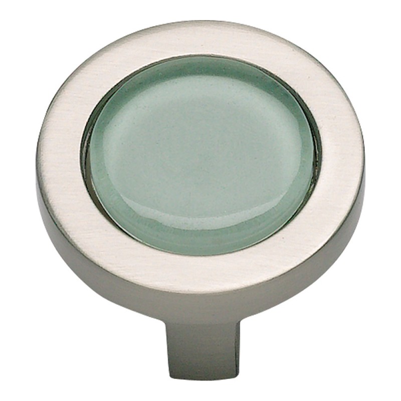 Spa Green Round Knob - Brushed Nickel