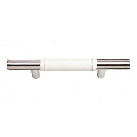 Zanzibar White Leather Pull 3" CC - Polished Chrome