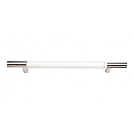 Zanzibar White Leather Pull 160 MM CC - Polished Chrome