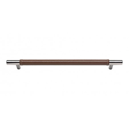 Zanzibar Brown Leather Pull 288 MM CC - Polished Chrome