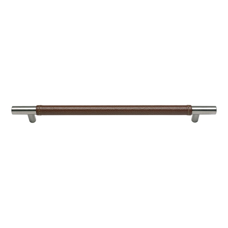 Zanzibar Brown Leather Pull 288 MM CC - Stainless Steel