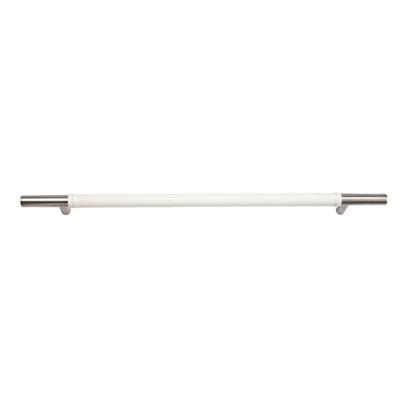 Zanzibar White Leather Pull 288 MM CC - Stainless Steel