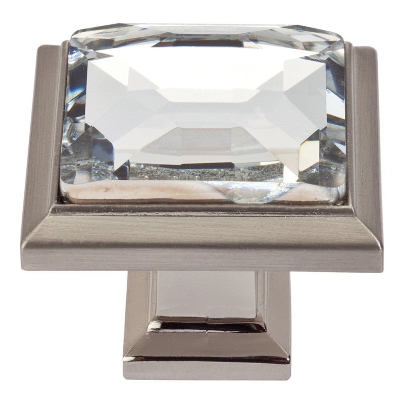 Legacy Crystal SquareKnob - Brushed Nickel