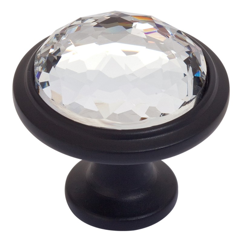 Crystal Round Knob - Matte Black