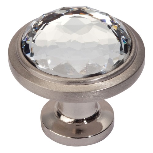 Crystal Round Knob - Brushed Nickel