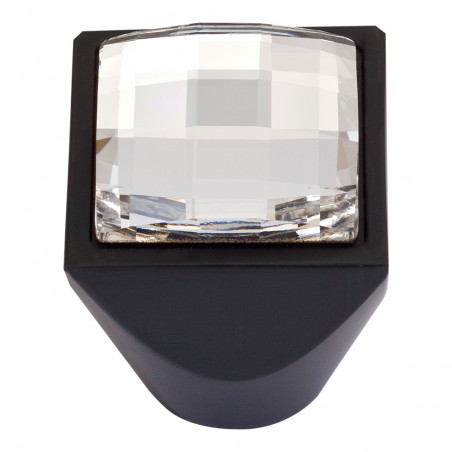 Large Swarovski Crystal Square Knob - Matte Black