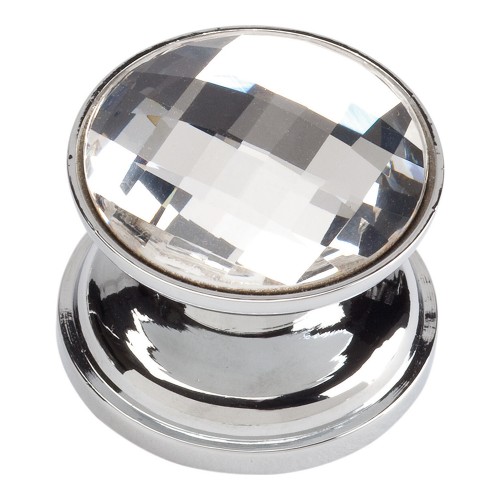 Large Swarovski Crystal Square Knob - Polished Chrome