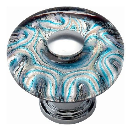 Ocean Round Glass Knob - Polished Chrome