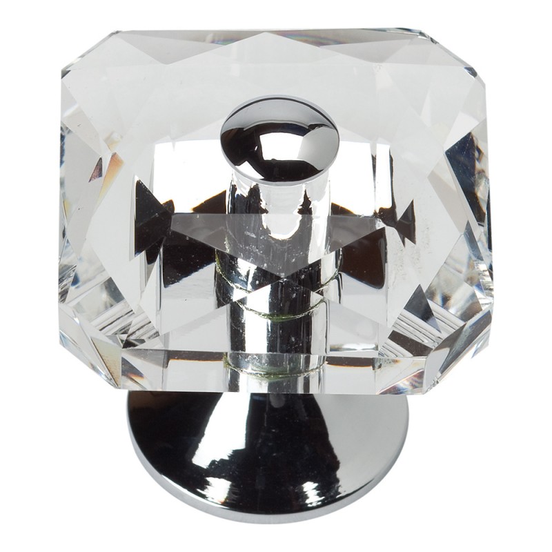 Crystal Square Knob - Polished Chrome