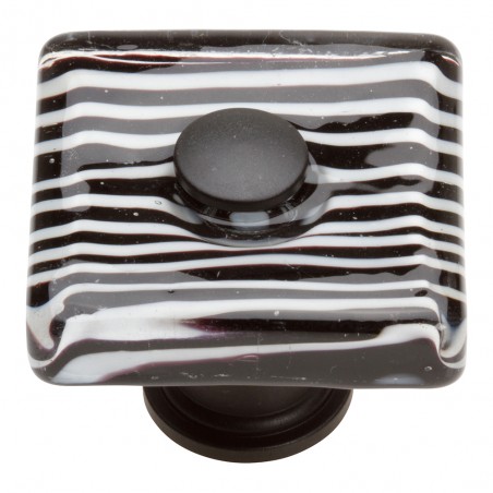 Zebra Square Glass Knob - Matte Black