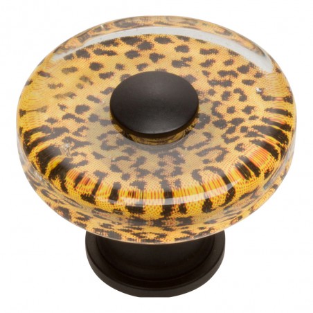 Cheetah Round Glass Knob - Matte Black