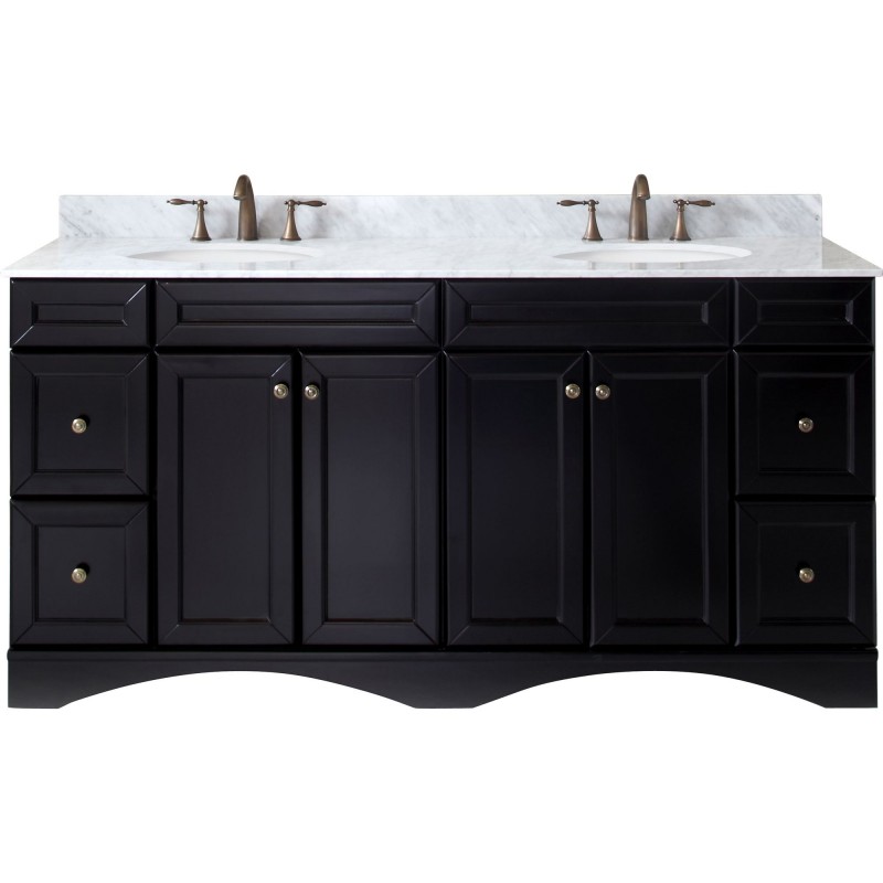 Talisa 72" Double Bathroom Vanity in Espresso with Marble Top and Round Sink 