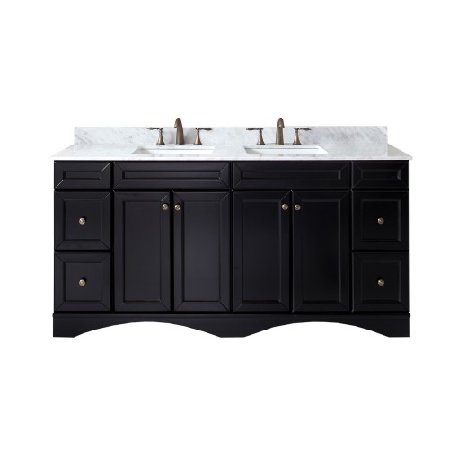 Talisa 72" Double Bathroom Vanity in Espresso with Marble Top and Square Sink 
