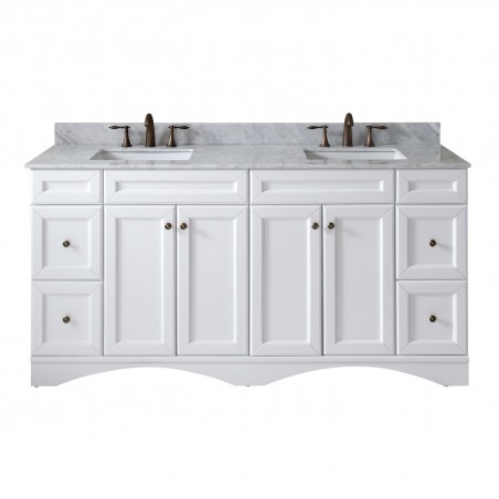 Talisa 72" Double Bathroom Vanity in White with Marble Top and Square Sink 