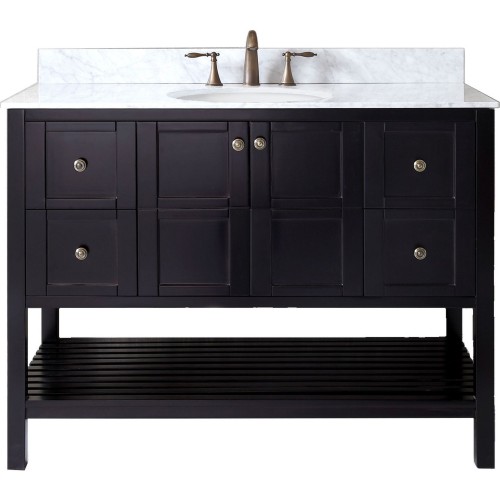 Winterfell 48" Single Bathroom Vanity in Espresso with Marble Top and Round Sink 