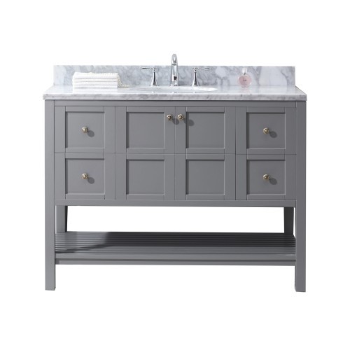 Winterfell 48" Single Bathroom Vanity in Grey with Marble Top and Round Sink 