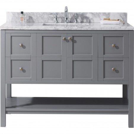 Winterfell 48" Single Bathroom Vanity in Grey with Marble Top and Square Sink 