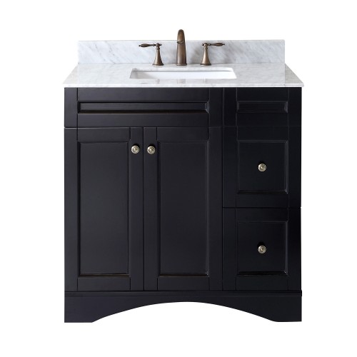 Elise 36" Single Bathroom Vanity in Espresso with Marble Top and Square Sink 