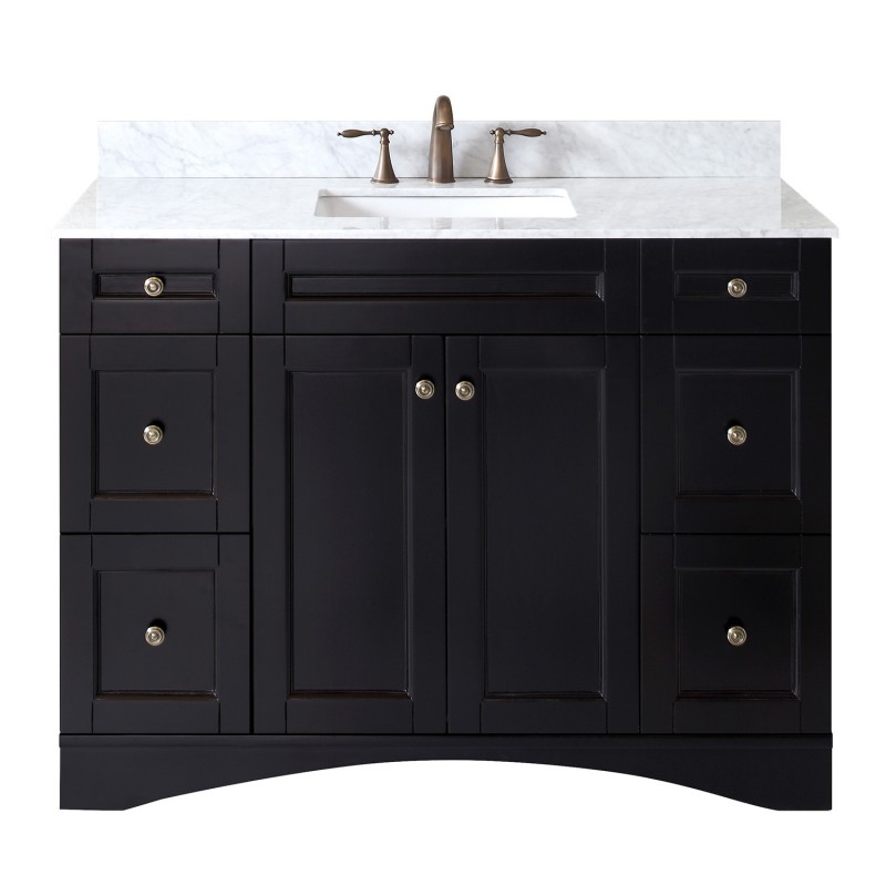 Elise 48" Single Bathroom Vanity in Espresso with Marble Top and Square Sink 