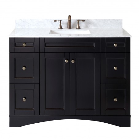 Elise 48" Single Bathroom Vanity in Espresso with Marble Top and Square Sink 