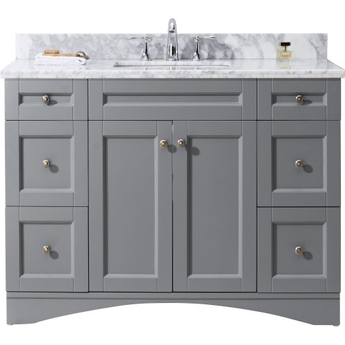 Elise 48" Single Bathroom Vanity in Grey with Marble Top and Square Sink 