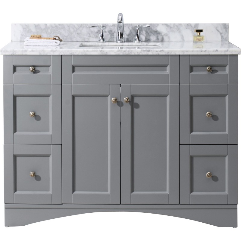 Elise 48" Single Bathroom Vanity in Grey with Marble Top and Square Sink 