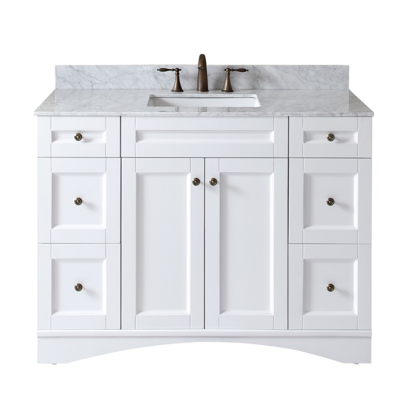 Elise 48" Single Bathroom Vanity in White with Marble Top and Square Sink 