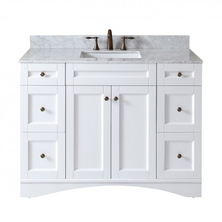 Elise 48" Single Bathroom Vanity in White with Marble Top and Square Sink 