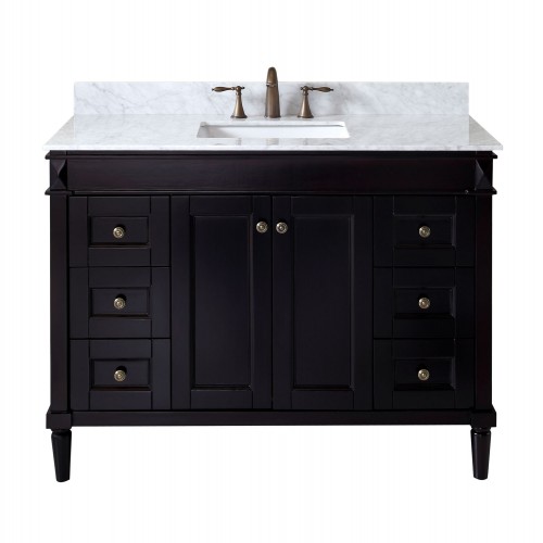 Tiffany 48" Single Bathroom Vanity in Espresso with Marble Top and Square Sink 