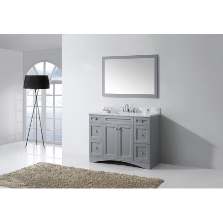 Elise 48" Single Bathroom Vanity in Grey with Marble Top and Square Sink with Mirror