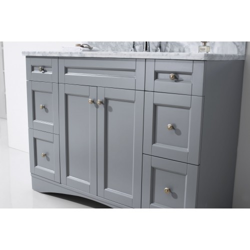 Elise 48" Single Bathroom Vanity in Grey with Marble Top and Square Sink with Mirror