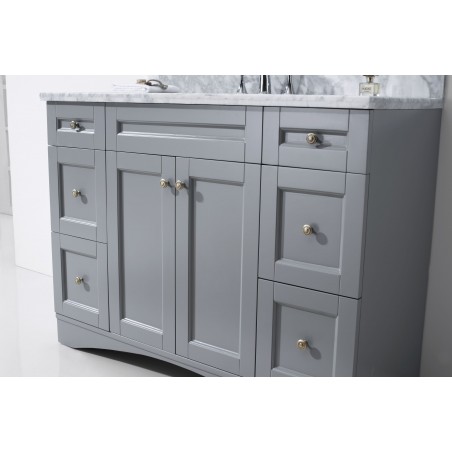 Elise 48" Single Bathroom Vanity in Grey with Marble Top and Square Sink with Mirror