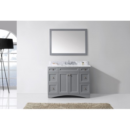 Elise 48" Single Bathroom Vanity in Grey with Marble Top and Square Sink with Mirror