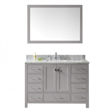 Caroline Avenue 48" Single Bathroom Vanity in Cashmere Grey with Marble Top and Square Sink with Mirror