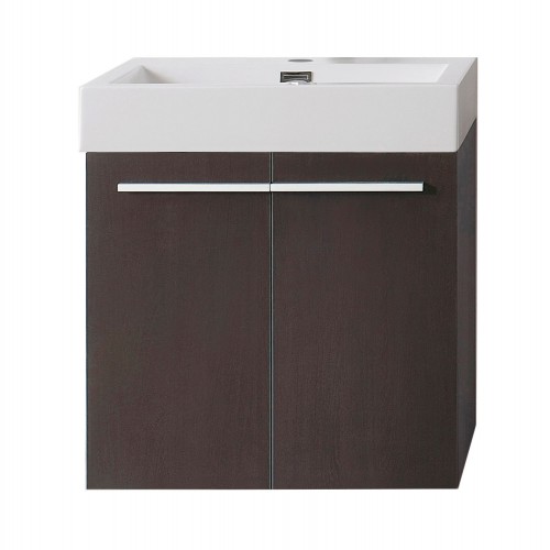 Midori 24" Single Bathroom Vanity in Wenge with White Polymarble Top and Square Sink 