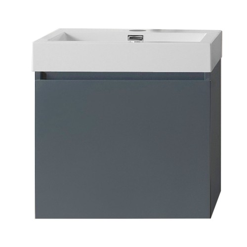 Zuri 24" Single Bathroom Vanity in Grey with White Polymarble Top and Square Sink 