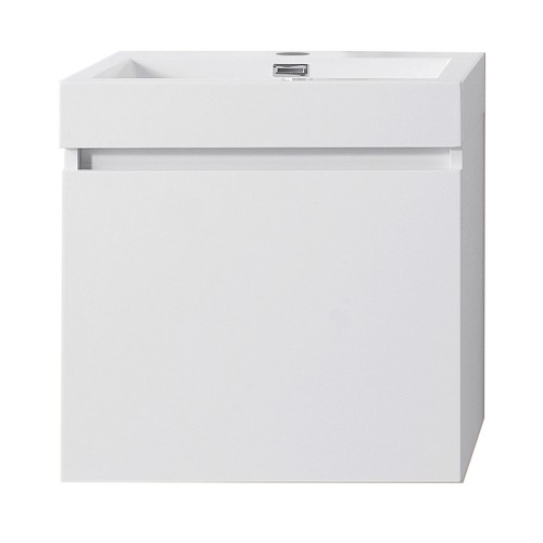 Zuri 24" Single Bathroom Vanity in Gloss White with White Polymarble Top and Square Sink 