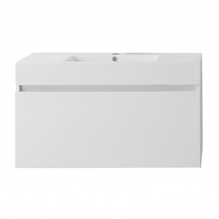 Zuri 39" Single Bathroom Vanity in Gloss White with White Polymarble Top and Square Sink 