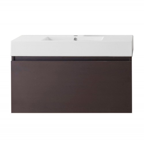 Zuri 39" Single Bathroom Vanity in Wenge with White Polymarble Top and Square Sink 