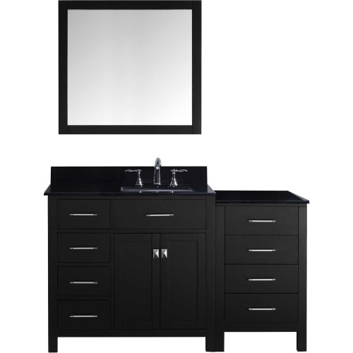 Caroline Parkway 57" Single Bathroom Vanity in Espresso with Black Galaxy Granite Top and Square Sink with Mirror