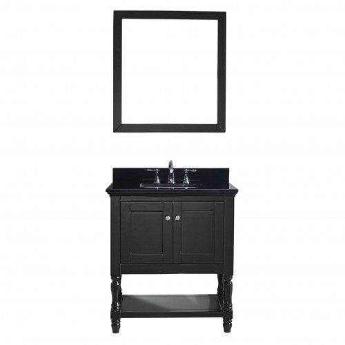 Julianna 32" Single Bathroom Vanity in Espresso with  Top and Square Sink with Mirror