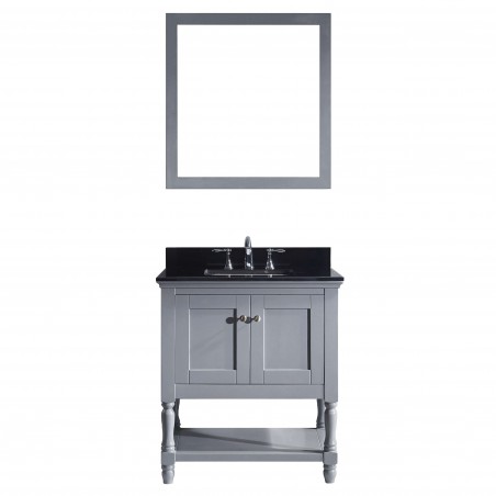 Julianna 32" Single Bathroom Vanity in Grey with  Top and Square Sink with Mirror