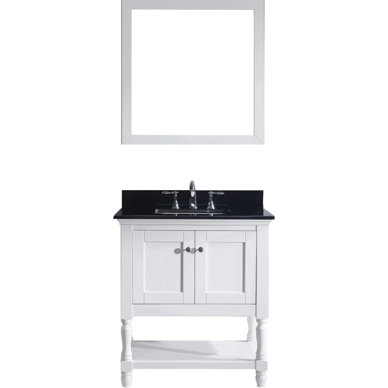 Julianna 32" Single Bathroom Vanity in White with  Top and Square Sink with Mirror