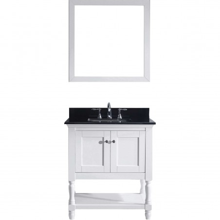 Julianna 32" Single Bathroom Vanity in White with  Top and Square Sink with Mirror