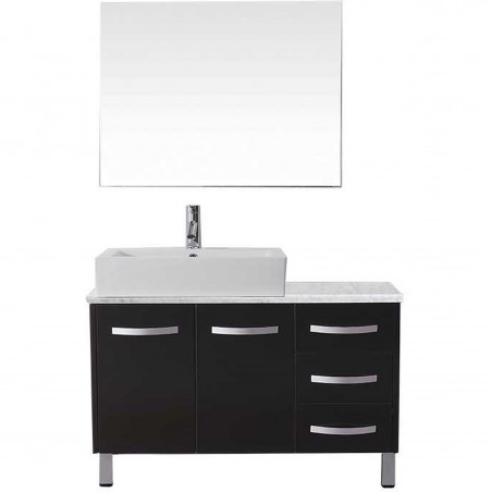 Tilda 36" Single Bathroom Vanity in Espresso with Marble Top and Square Sink with Polished Chrome Faucet and Mirror