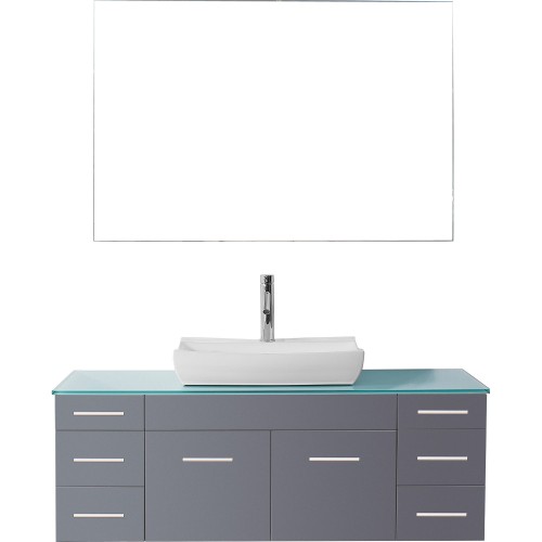 Biagio 56" Single Bathroom Vanity Cabinet Set in Grey
