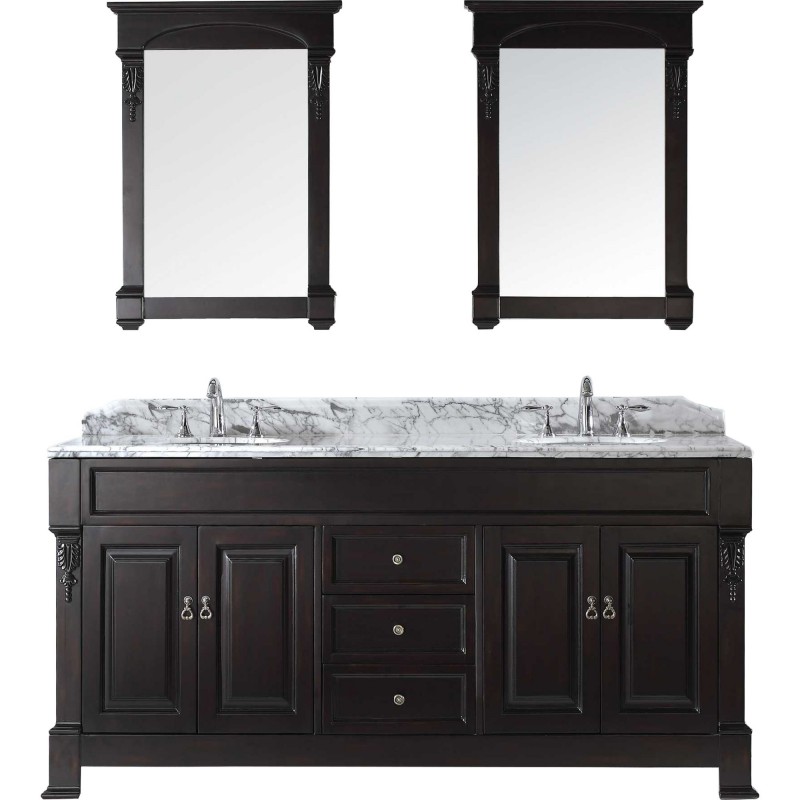 Huntshire 72" Double Bathroom Vanity Cabinet Set in Dark Walnut