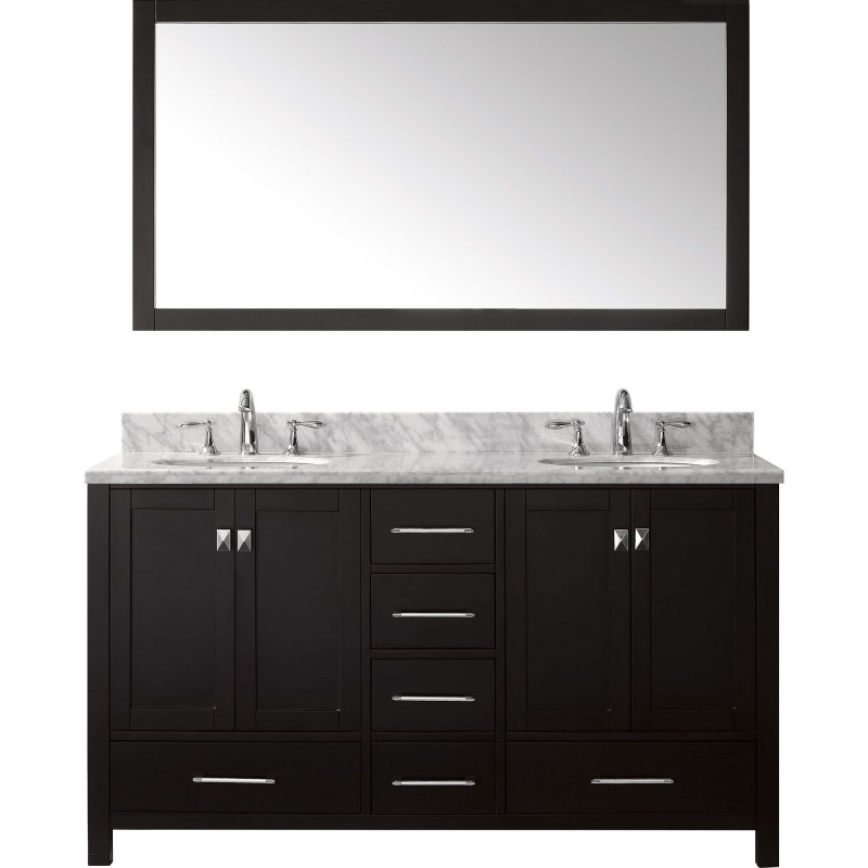 Caroline Avenue 60" Double Bathroom Vanity Cabinet Set in Espresso