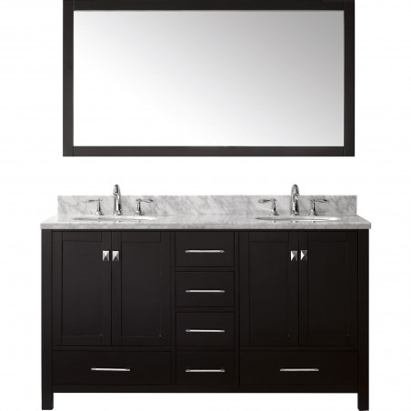 Caroline Avenue 60" Double Bathroom Vanity Cabinet Set in Espresso