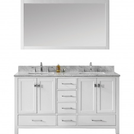 Caroline Avenue 60" Double Bathroom Vanity Cabinet Set in White